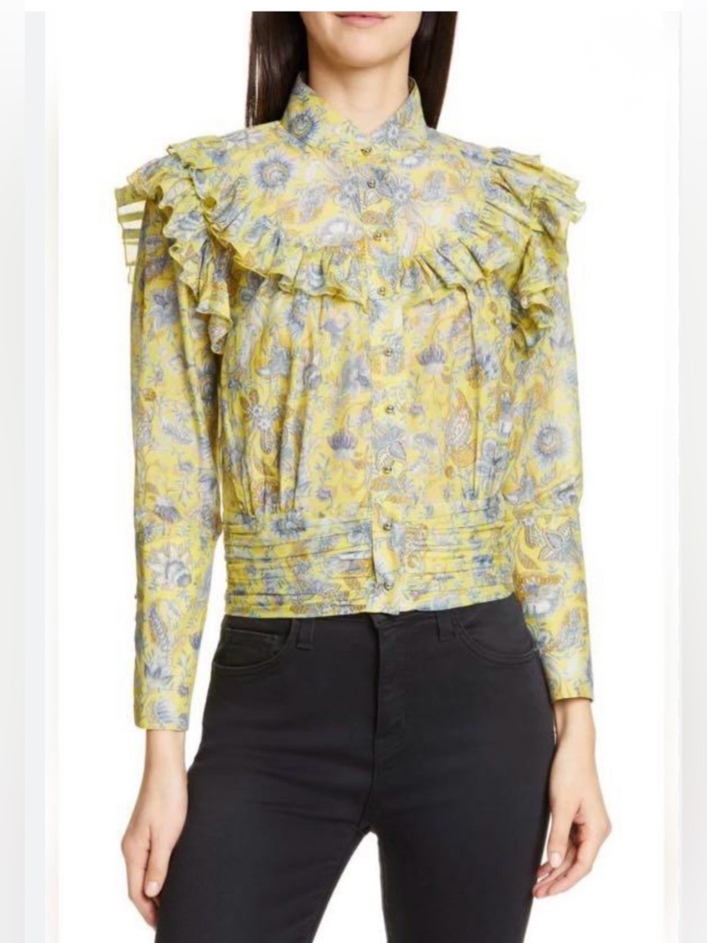 Robert Rodriguez Floral Print Cotton Silk Top